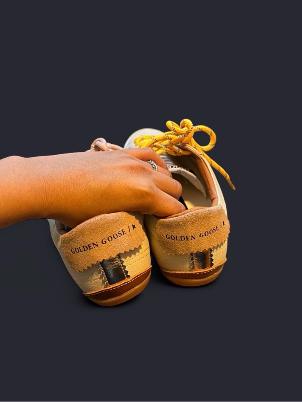 Golden Goose Kids Beige Sneakers with Yellow Laces